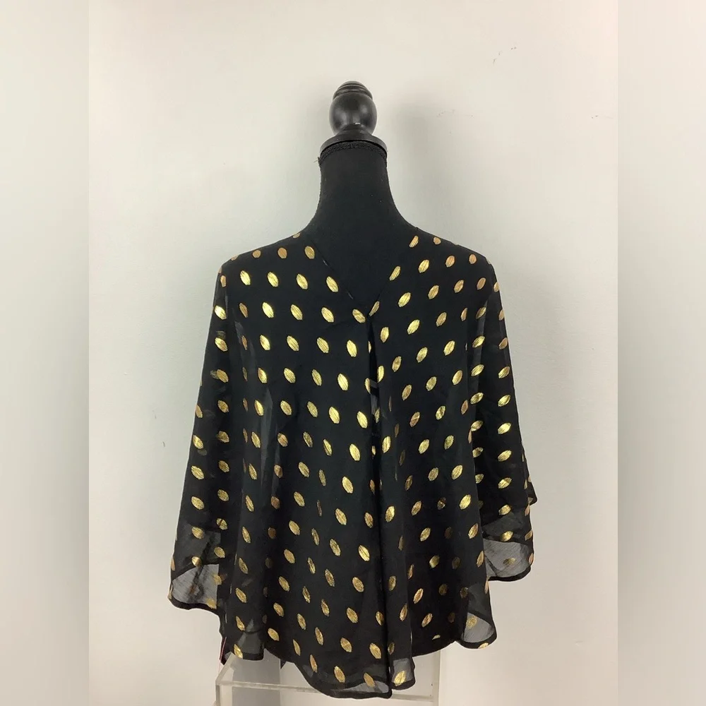 NWT Never Fully Dressed Black Multi Way flowy Dress/cover Gold dots on sheer - Picture 6 of 13